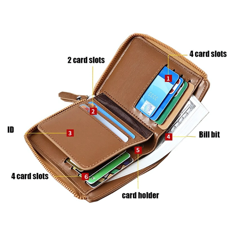Men’s Genuine Leather RFID Wallet with Multiple Compartments, view 4