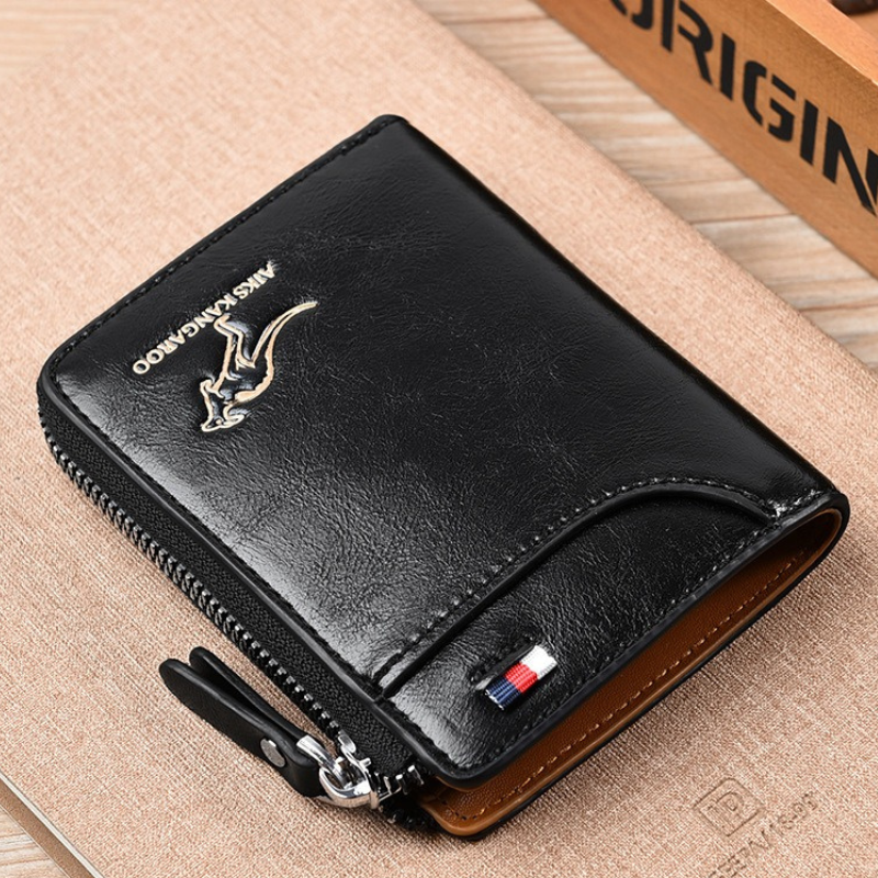 Men’s Genuine Leather RFID Wallet with Multiple Compartments
