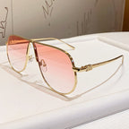 Men’s Oversized Aviator Sunglasses with Gradient Lenses, Metallic Frame, view 10