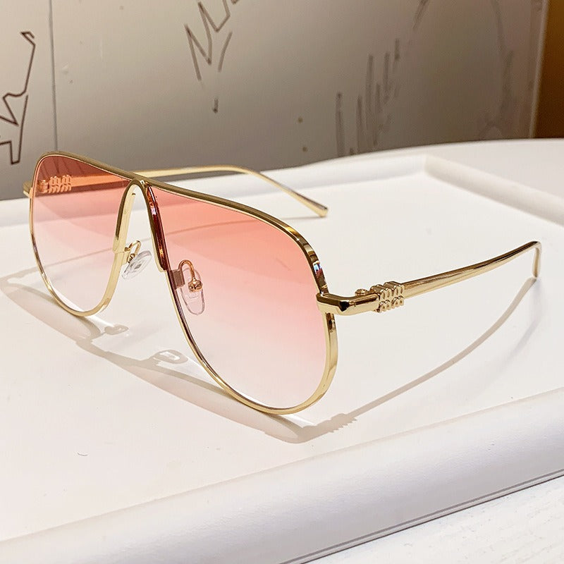 Men’s Oversized Aviator Sunglasses with Gradient Lenses, Metallic Frame, view 10