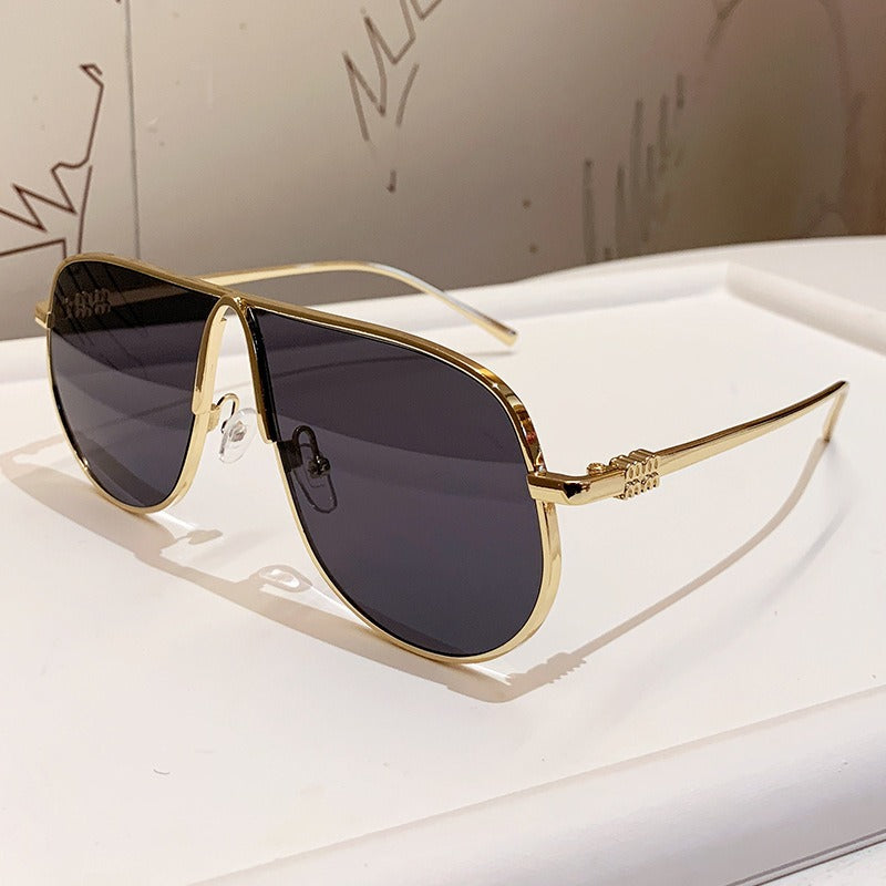 Men’s Oversized Aviator Sunglasses with Gradient Lenses, Metallic Frame, view 3