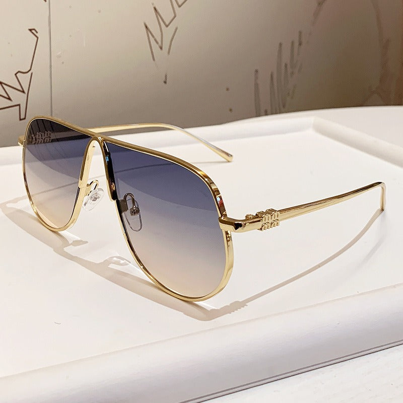 Men’s Oversized Aviator Sunglasses with Gradient Lenses, Metallic Frame, view 6