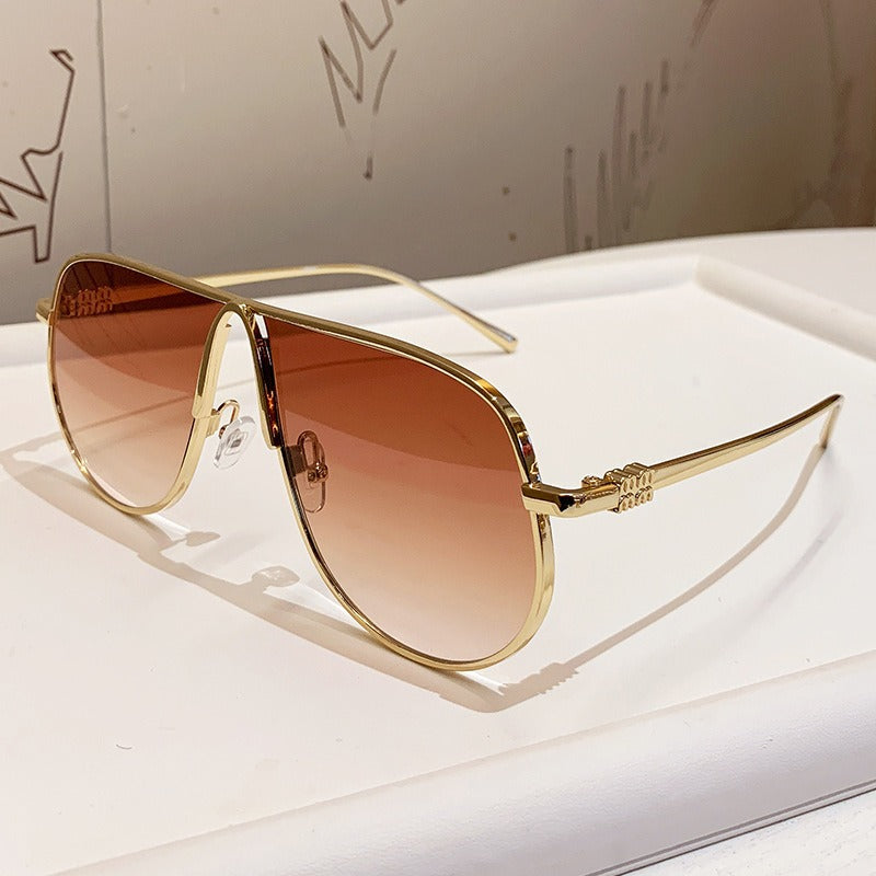 Men’s Oversized Aviator Sunglasses with Gradient Lenses, Metallic Frame, view 7