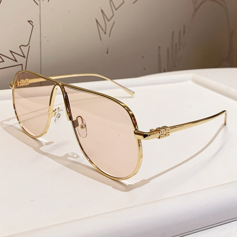 Men’s Oversized Aviator Sunglasses with Gradient Lenses, Metallic Frame, view 8
