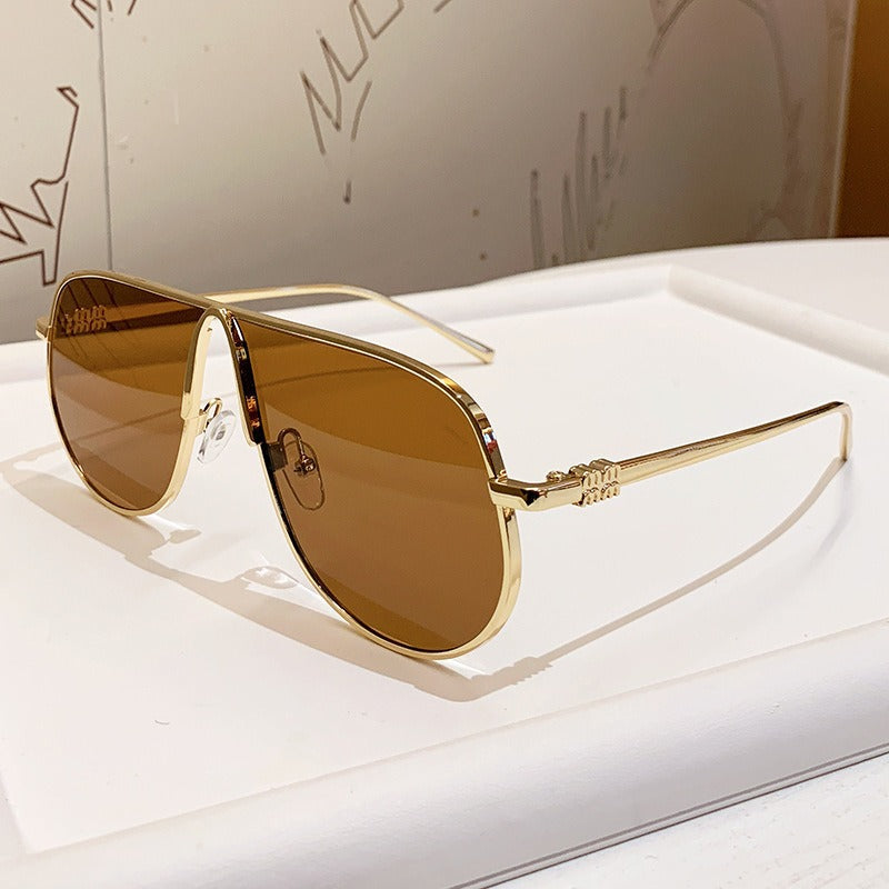 Men’s Oversized Aviator Sunglasses with Gradient Lenses, Metallic Frame, view 9