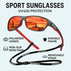 Men’s Polarised Sports Sunglasses with UV400 Wraparound Frame for Cycling, view 2