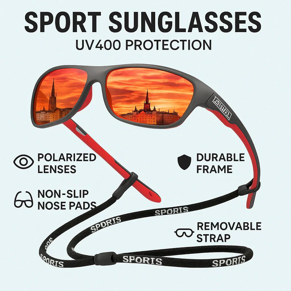 Men’s Polarised Sports Sunglasses with UV400 Wraparound Frame for Cycling, view 2