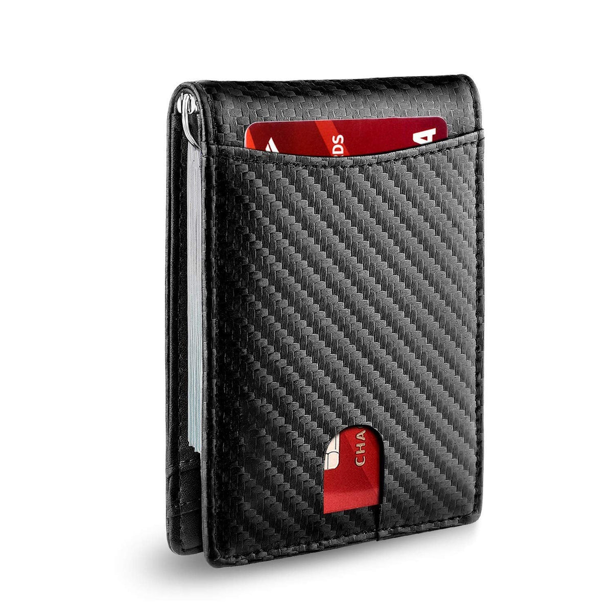 Men’s Slim RFID Wallet, Black PU Leather Card Holder, 4.3 × 3 × 0.5 Inches, view 10