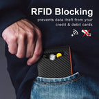 Men’s Slim RFID Wallet, Black PU Leather Card Holder, 4.3 × 3 × 0.5 Inches, view 2