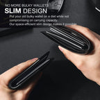 Men’s Slim RFID Wallet, Black PU Leather Card Holder, 4.3 × 3 × 0.5 Inches, view 3
