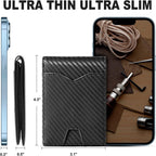 Men’s Slim RFID Wallet, Black PU Leather Card Holder, 4.3 × 3 × 0.5 Inches, view 5
