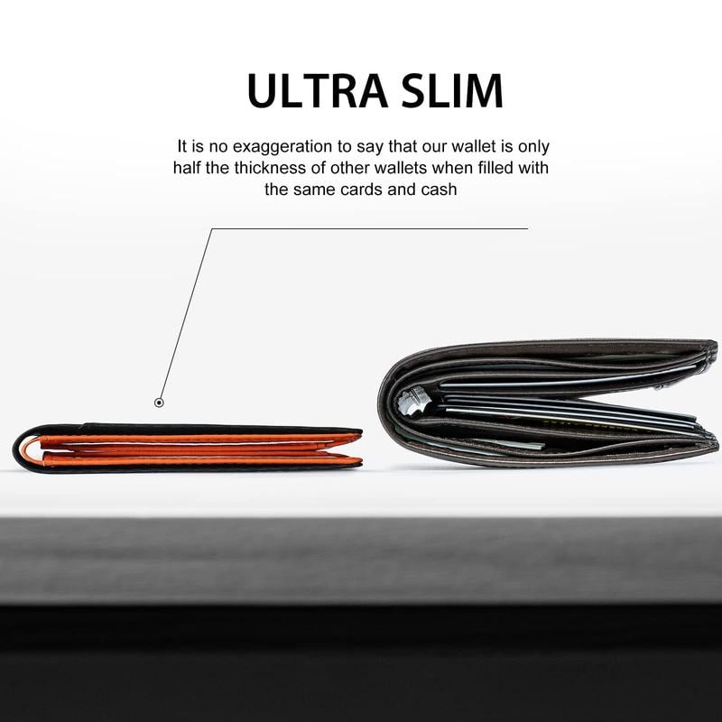 Men’s Slim RFID Wallet, Black PU Leather Card Holder, 4.3 × 3 × 0.5 Inches, view 6