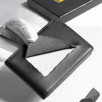 Men’s Slim RFID Wallet, Black PU Leather Card Holder, 4.3 × 3 × 0.5 Inches, view 7