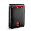 Men’s Slim RFID Wallet, Black PU Leather Card Holder, 4.3 × 3 × 0.5 Inches