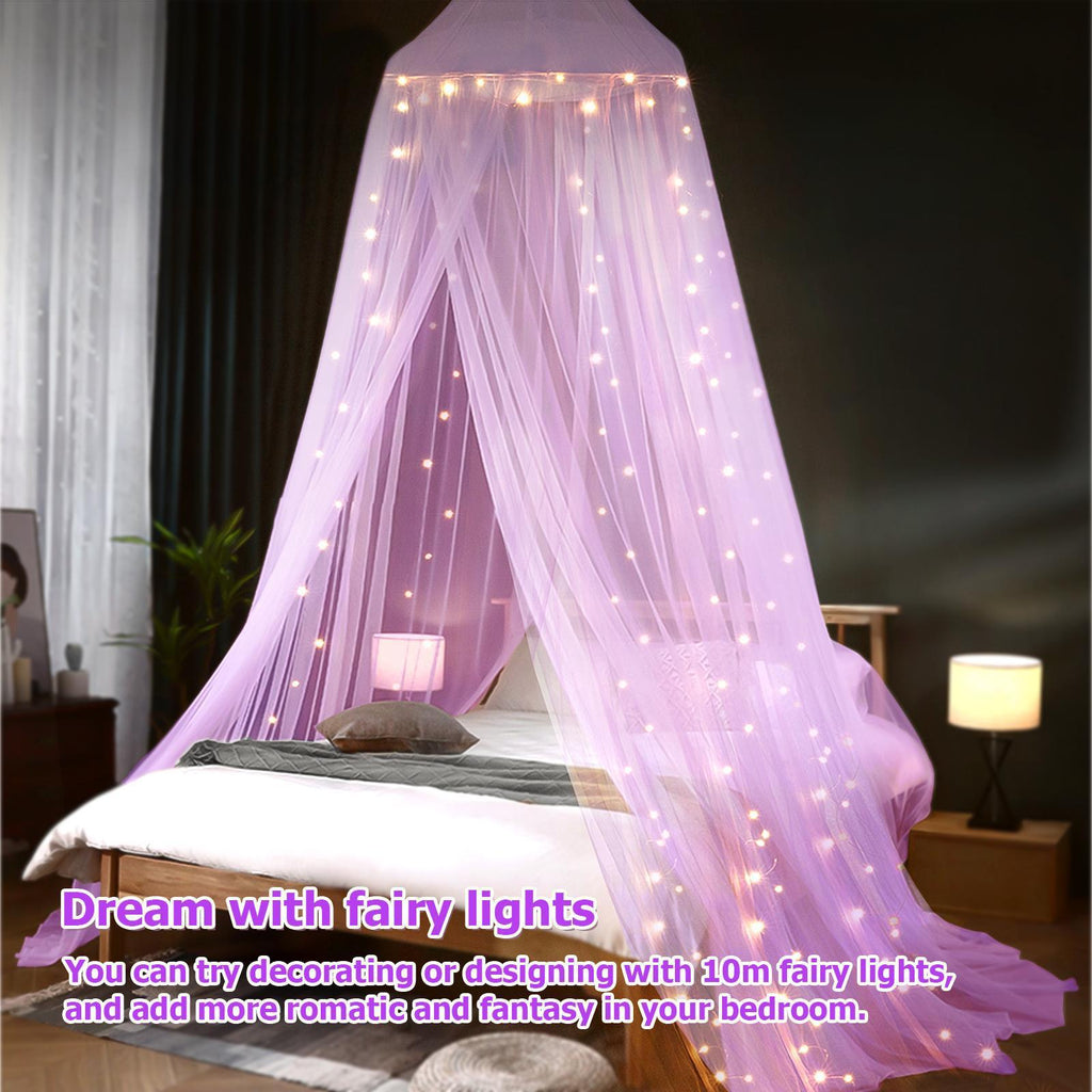 Mesh Bed Canopy Tent with LED Lights, 59.1 × 70.9 in or 70.9 × 78.7 in, view 2