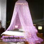 Mesh Bed Canopy Tent with LED Lights, 59.1 × 70.9 in or 70.9 × 78.7 in, view 2