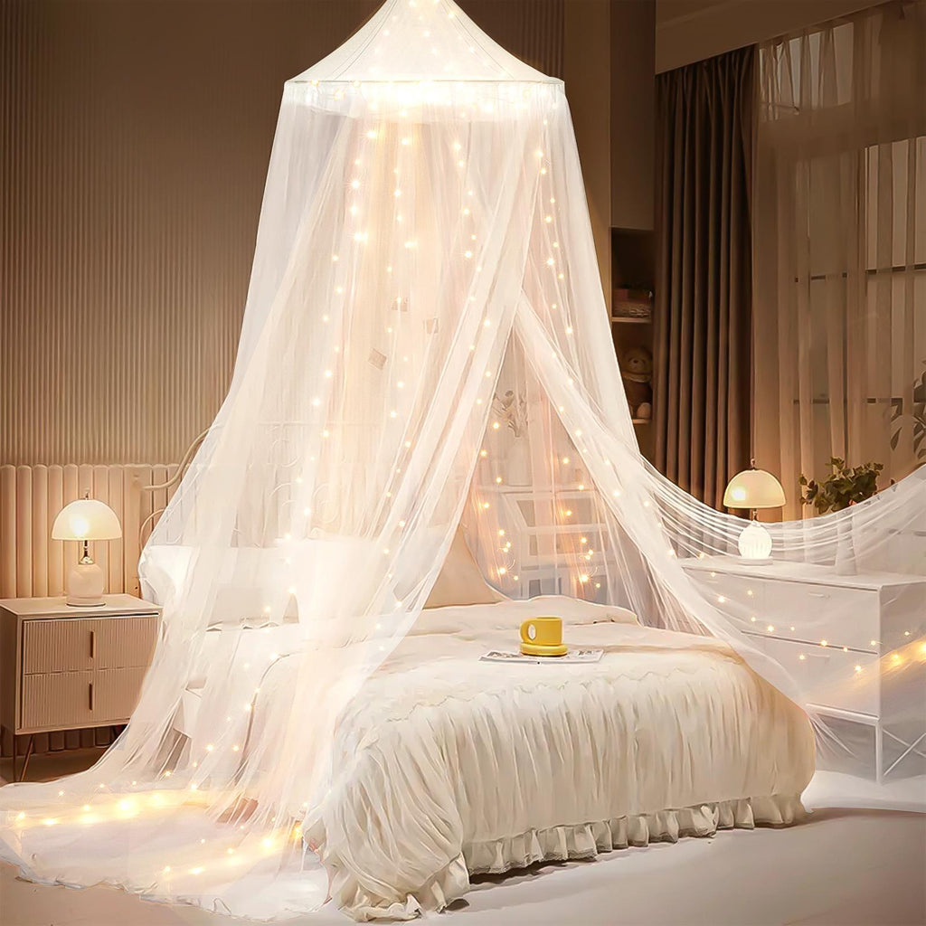 Mesh Bed Canopy Tent with LED Lights, 59.1 × 70.9 in or 70.9 × 78.7 in, view 6