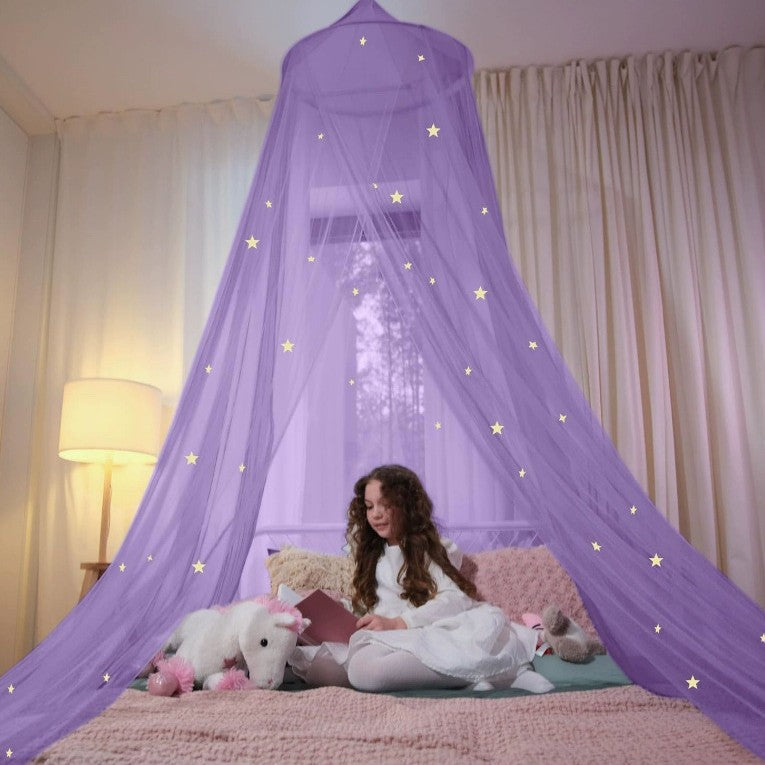 Mesh Bed Canopy Tent with LED Lights, 59.1 × 70.9 in or 70.9 × 78.7 in, view 7