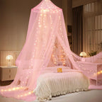 Mesh Bed Canopy Tent with LED Lights, 59.1 × 70.9 in or 70.9 × 78.7 in, view 8