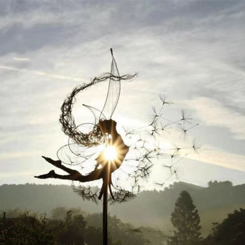 Metal Fairy Garden Sculpture with Dandelions, 60 cm Pole, view 12