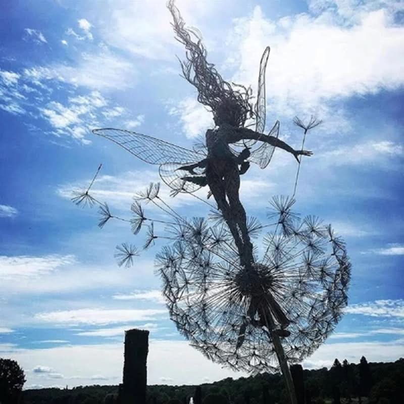 Metal Fairy Garden Sculpture with Dandelions, 60 cm Pole, view 2