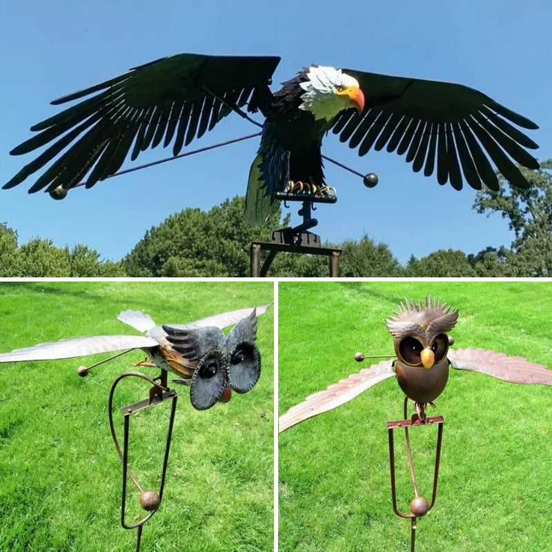 Metal Garden Bird Decoration with Wind-Moved, Flapping Wings, view 10