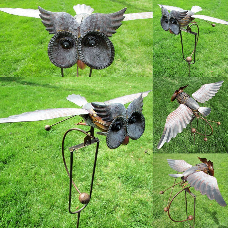 Metal Garden Bird Decoration with Wind-Moved, Flapping Wings, view 3
