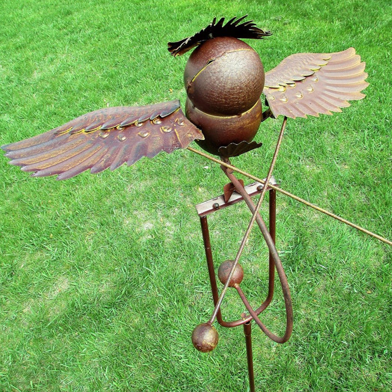 Metal Garden Bird Decoration with Wind-Moved, Flapping Wings, view 7