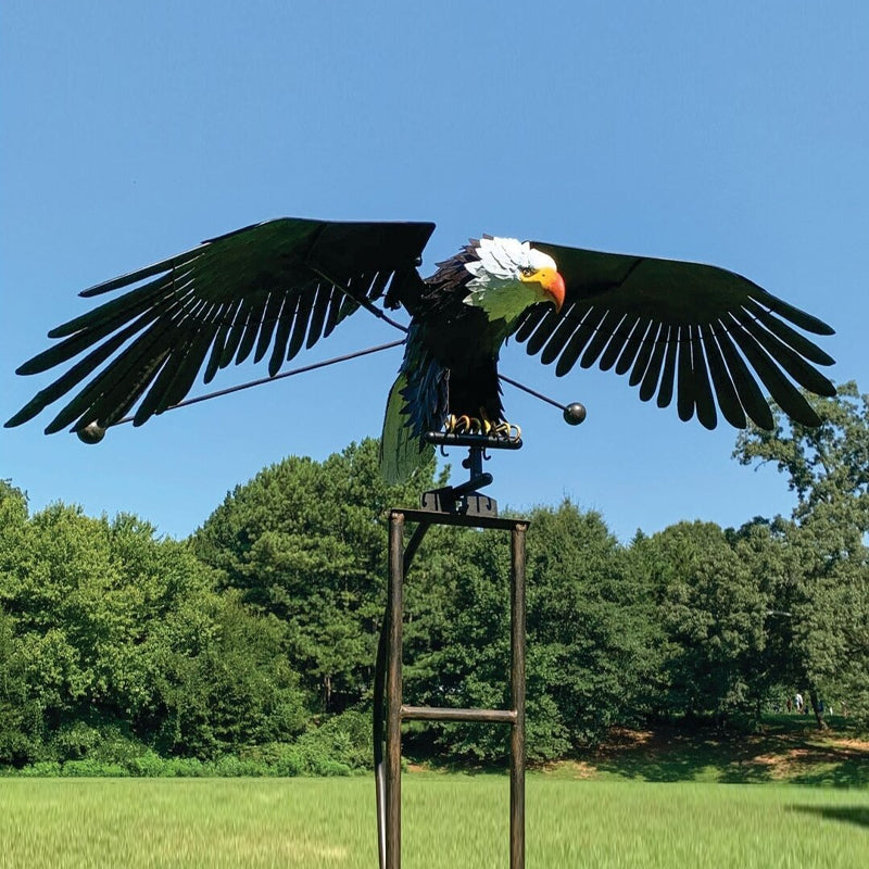 Metal Garden Bird Decoration with Wind-Moved, Flapping Wings