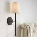 Metallic Vertical Wall Lamp with Cone-Shaped Fabric Shade | High & Bury