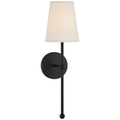 Metallic Vertical Wall Lamp with Cone-Shaped Fabric Shade | High & Bury
