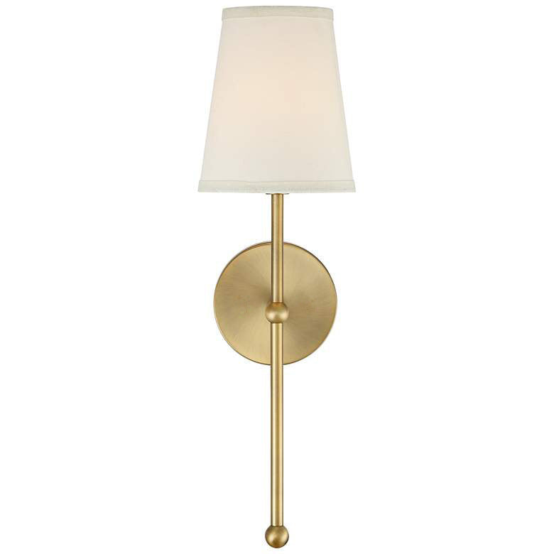 Metallic Vertical Wall Lamp with Cone-Shaped Fabric Shade | High & Bury