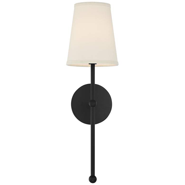 Metallic Vertical Wall Lamp with Cone-Shaped Fabric Shade | High & Bury