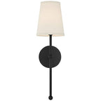 Metallic Vertical Wall Lamp with Cone-Shaped Fabric Shade | High & Bury