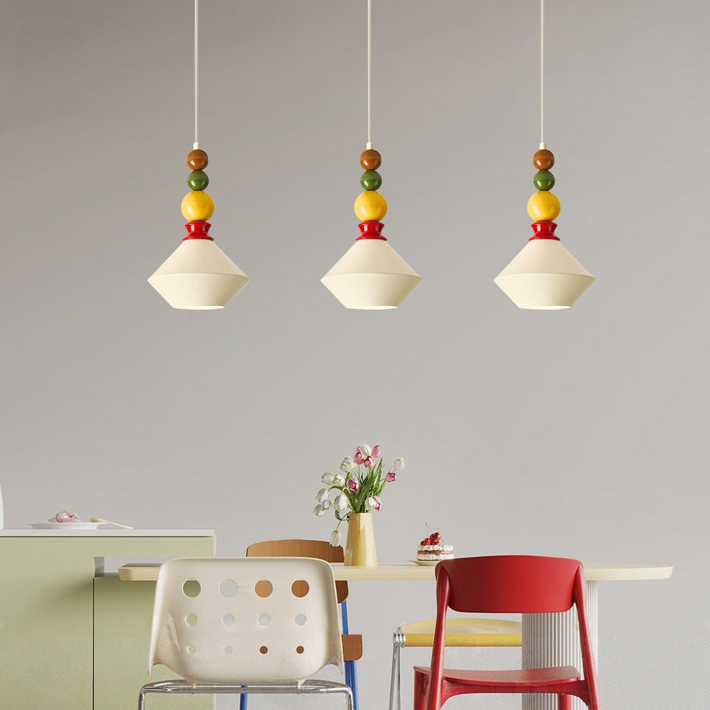Mid-Century Geometric Ceramic Bead Pendant Light | High & Bury