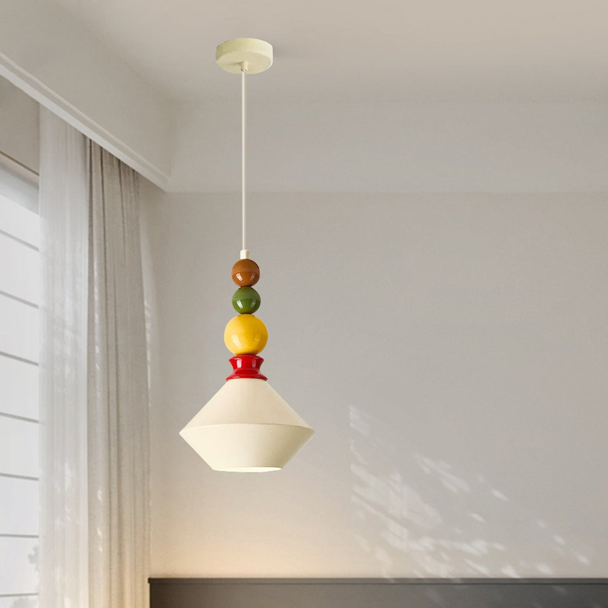 Mid-Century Geometric Ceramic Bead Pendant Light | High & Bury