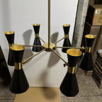 Mid-Century Six-Arm Double Cone Chandelier with Adjustable Swing Shades | High & Bury