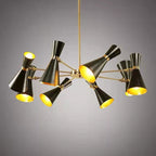 Mid-Century Six-Arm Double Cone Chandelier with Adjustable Swing Shades | High & Bury