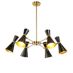 Mid-Century Six-Arm Double Cone Chandelier with Adjustable Swing Shades | High & Bury