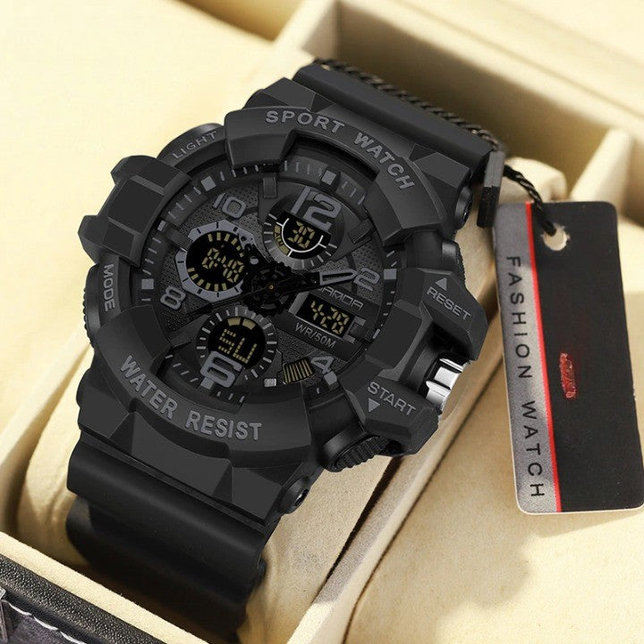 Military-Style Digital Watch, 5 Bar Water Resistance, Resin Case and Strap, view 2