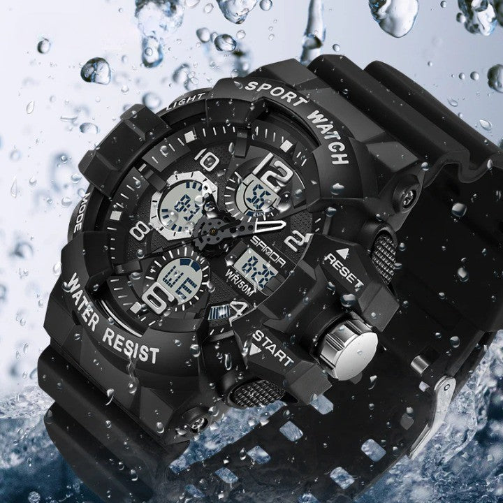 Military-Style Digital Watch, 5 Bar Water Resistance, Resin Case and Strap, view 4