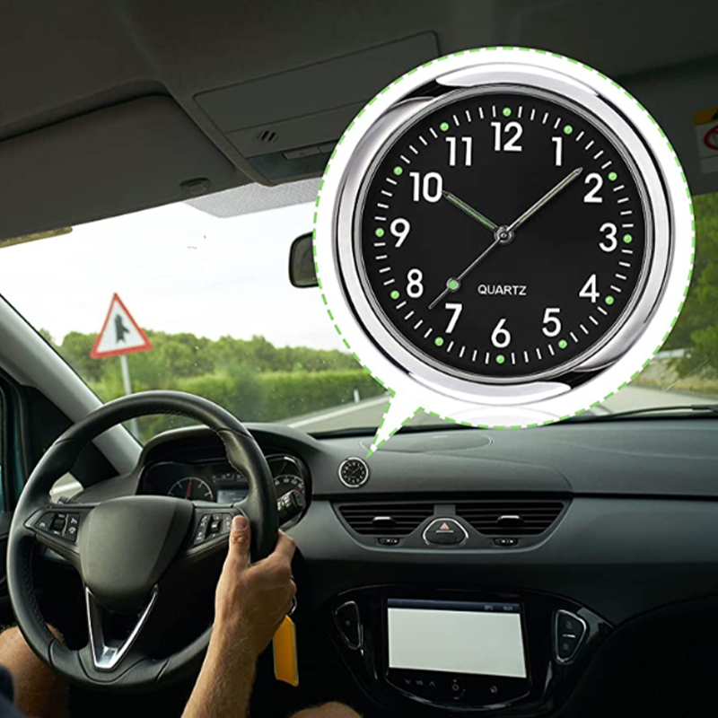 Mini Car Clock, Metal, 4 × 4cm, Electroplated Finish, for Vehicle Use, view 2