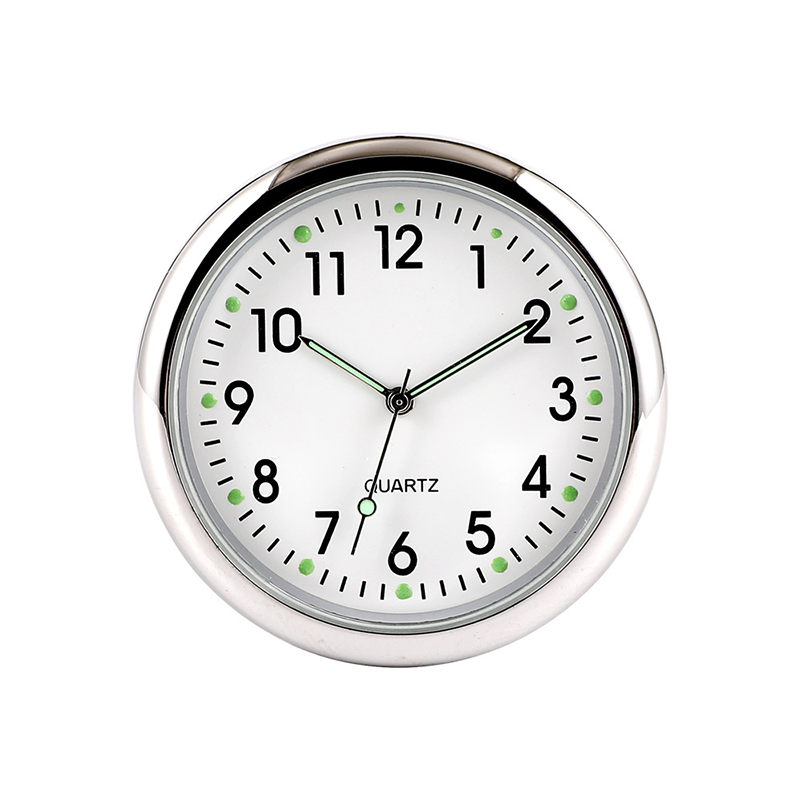 Mini Car Clock, Metal, 4 × 4cm, Electroplated Finish, for Vehicle Use