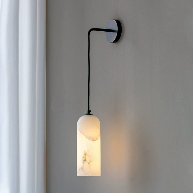 Minimalist Alabaster Marble-Effect Wall Pendant Light | High & Bury