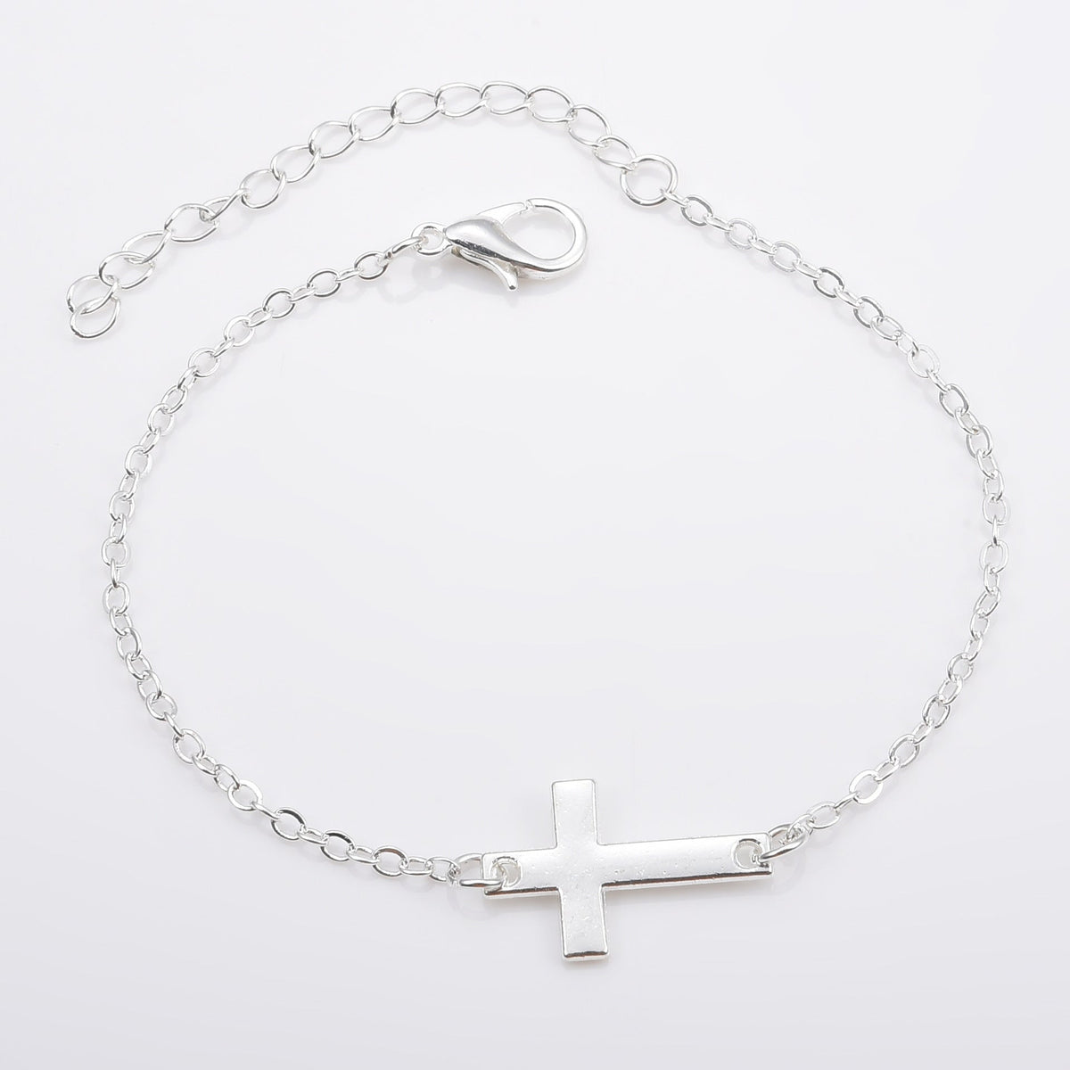 Minimalist Cross Charm Bracelet with Adjustable Chain for Everyday Wear, view 2