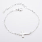 Minimalist Cross Charm Bracelet with Adjustable Chain for Everyday Wear, view 4