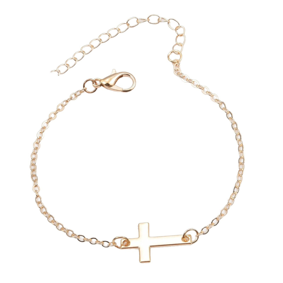 Minimalist Cross Charm Bracelet with Adjustable Chain for Everyday Wear, view 5