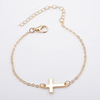 Minimalist Cross Charm Bracelet with Adjustable Chain for Everyday Wear, view 6