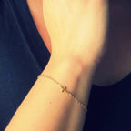 Minimalist Cross Charm Bracelet with Adjustable Chain for Everyday Wear