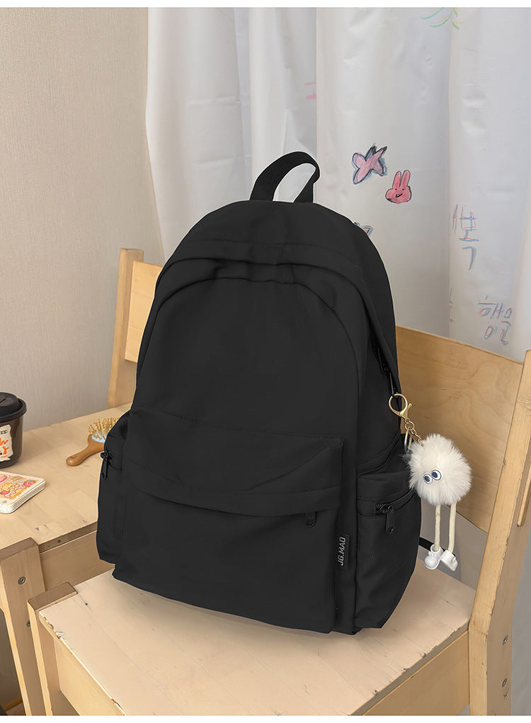 Minimalist Multi-Functional Nylon School Backpack with Multiple Pockets, view 2